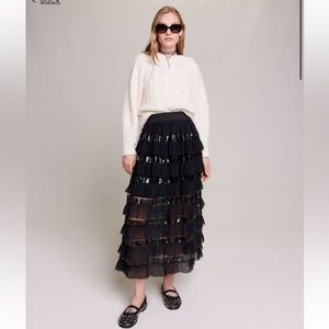 Maje Ruffled Maxi Skirt